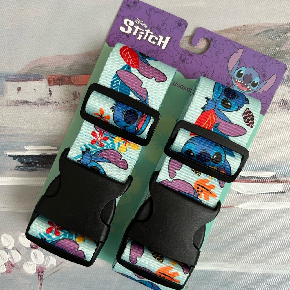 New Disney Stitch Kids 2 Piece Luggage Straps Tropical